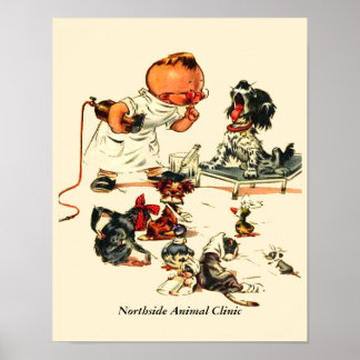 Affiches Visite vintage Vétérinaire au vétérinaire Personna