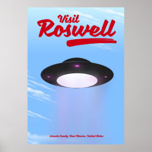 Affiches Visitez l'affiche vintage de Roswell UFO couleur