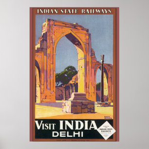 Affiches Visitez l'affiche Vintage voyage de India Delhi
