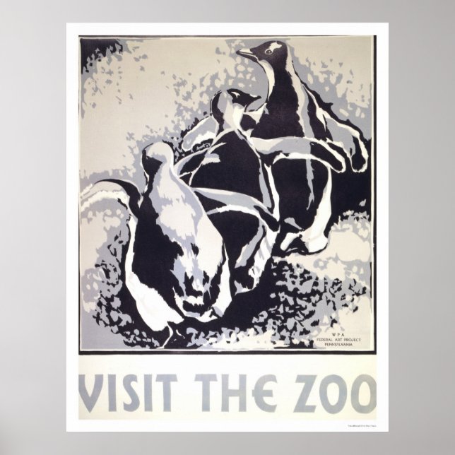 Affiches Visitez le zoo Penguin 1936 WPA (Devant)