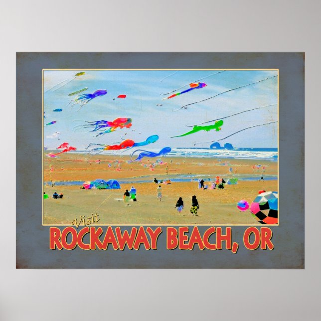 Affiches Visitez Rockaway Beach, OU (Devant)