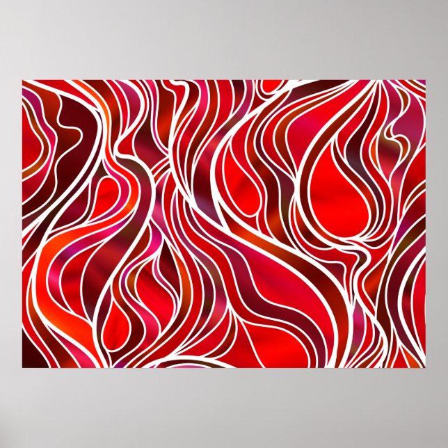 Affiches Vitrail rouge Abstrait (Devant)