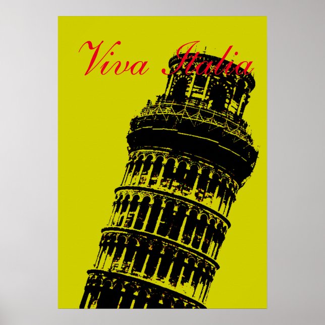 Affiches Viva Italia Leaning Tower of Pisa Italy Travel Art (Devant)