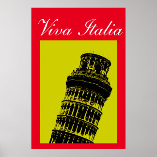 Affiches Viva Italia Leaning Tower of Pisa Travel Pop Art