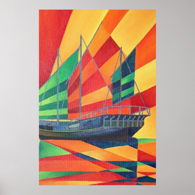 Affiches Voilier Away Junk Plaisir Bateau (Devant)