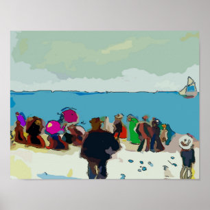 Affiches Voilier Bateau Course Abstraite