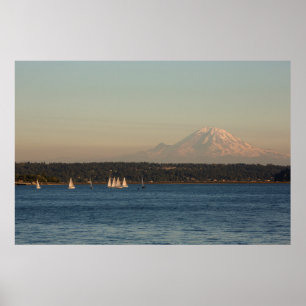 Affiches Voiliers sur le lac Washington, avec Mercer Island
