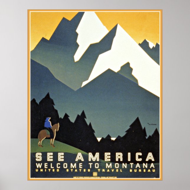 Affiches Voir America Montana Mountains Travel WPA (Devant)