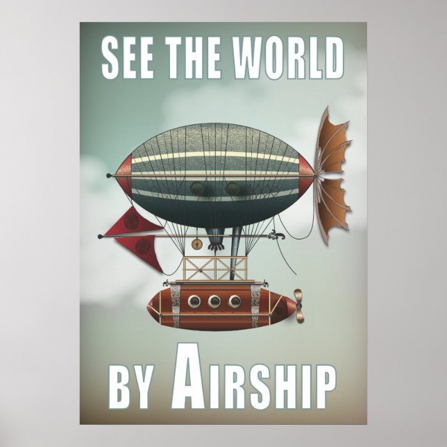 Affiches Voir le monde par avion | Steampunk Travel (Devant)