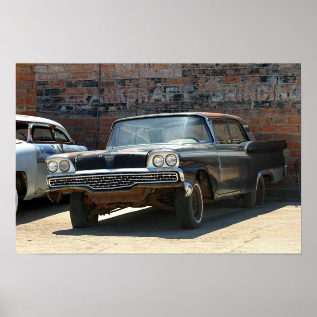 Affiches Voiture Classique Deux Portes Rustique 1959 (Devant)