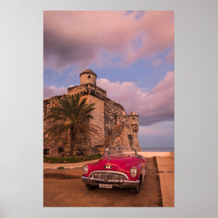 Affiches Voiture Classique Rouge, Cuba
