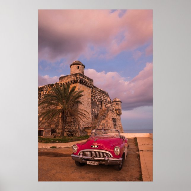 Affiches Voiture Classique Rouge, Cuba (Devant)
