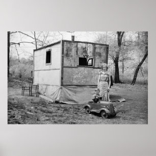 Affiches Voiture de pédale vintage dans la Grande Dépressio