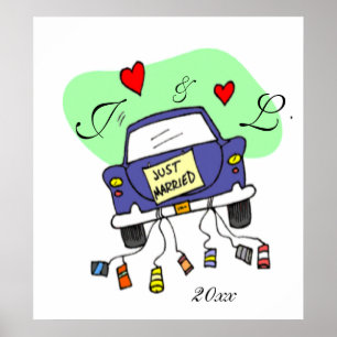 Affiches Voiture juste mariée
