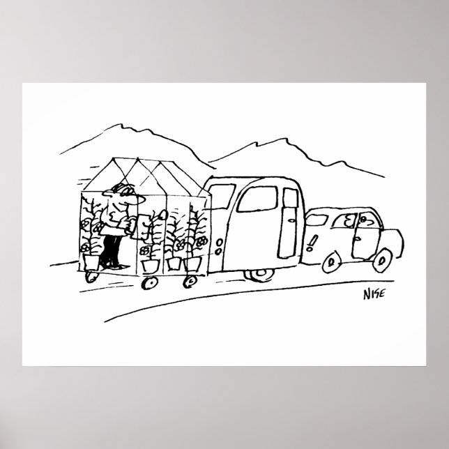 Affiches Voiture remorque une caravane et aussi une serre (Devant)
