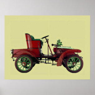 AFFICHES VOITURE RÉTRO ROUGE / RESTAURATION AUTO - AUTOMOBI