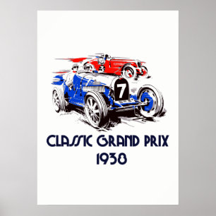 Affiches Voitures classiques de style rétro Grand Prix 53 x
