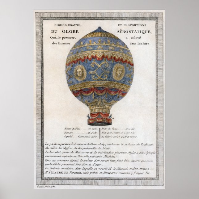 Affiches Vol de ballon historique Montgolfier Brothers en 1 (Devant)