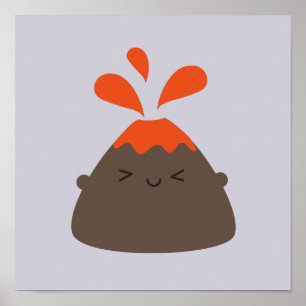 Affiches Volcan heureux de Kawaii