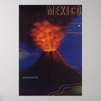 Affiches Volcan vintage Mexico Travel Paricutin