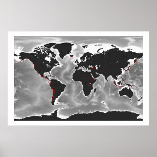 Affiches Volcans du monde - Miller Projection
