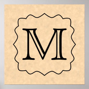 Affiches Votre lettre. Monogramme fait sur commande. Noir