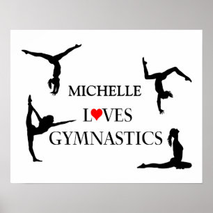 Affiches "VOTRE NOM" Aime La Gymnastique