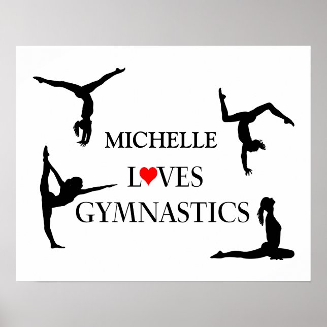 Affiches "VOTRE NOM" Aime La Gymnastique (Devant)