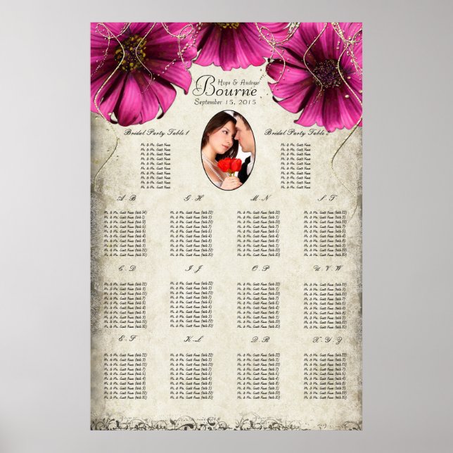 Affiches Votre Photo Fuchsia Gerber Daisy Seating Chart (Devant)