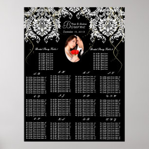 Affiches Votre Photo Noir Blanc Damassé 140 + Plan de table