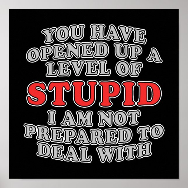 Affiches Vous Avez Ouvert Un Niveau D'Imbécile (Devant)