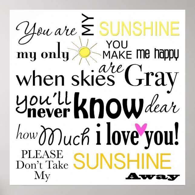 Affiches Vous êtes mon Sunshine Word Art (Devant)