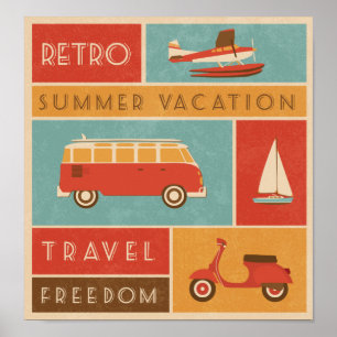 Affiches Voyage de vacances d'été rétro KRW