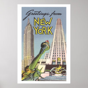 Affiches Voyage Rétro, Monuments Emblématiques de New York