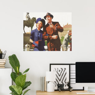 Affiches Voyage Rétro, Touristes en Vacances faisant du Tou