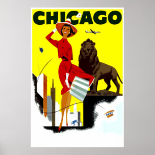 Affiches Voyage venteux de Chicago de ville de ligne