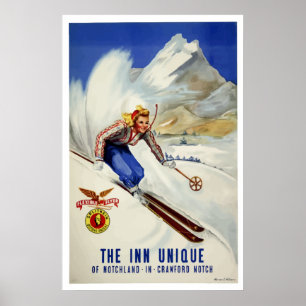 Affiches Voyage vintage de ligne aérienne de ski