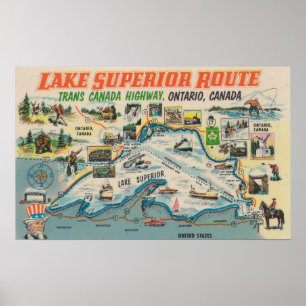Affiches Voyage vintage du lac Supérieur Ontario Canada