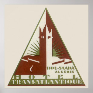 Affiches Voyage Vintage, Hôtel Trans Atlantique, Algérie