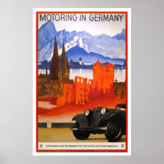 Affiches Voyage vintage, Motoring en Allemagne.