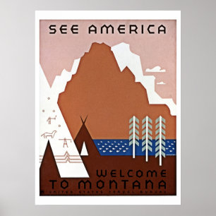 Affiches Voyage voir Amérique, Montana WPA