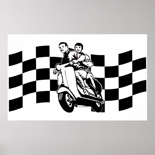 Affiches Voyageurs de scooter noir et blanc (Devant)