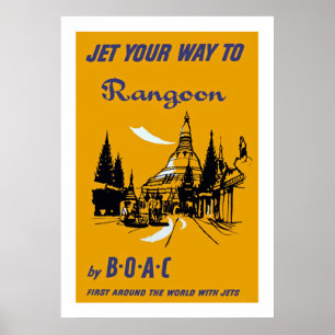 Affiches Voyagez en jet votre chemin vers Rangoon