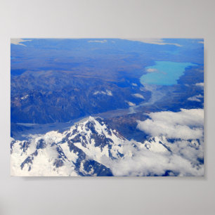 Affiches Vue aérienne d'Aoraki/Mount Cook en Nouvelle-Zélan
