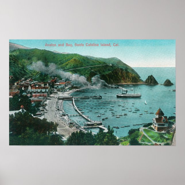 Affiches Vue aérienne d'Avalon et Baie (Devant)