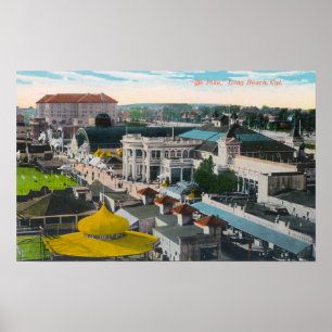 Affiches Vue aérienne de la plage PikeLong, CA