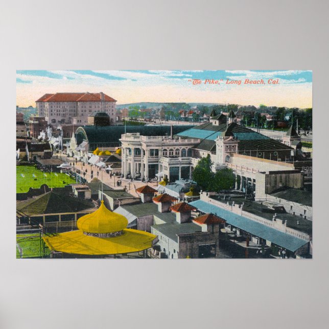 Affiches Vue aérienne de la plage PikeLong, CA (Devant)