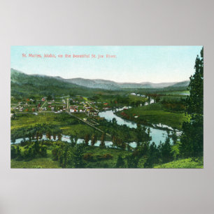 Affiches Vue aérienne de la ville sur la rivière St. Joe
