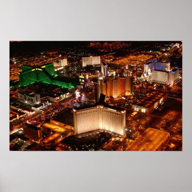 Affiches Vue aérienne de Las Vegas depuis un blimp (Devant)