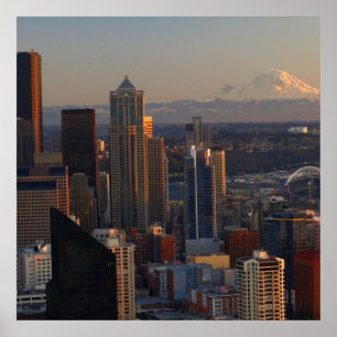 Affiches Vue aérienne de l'horizon 2 de ville de Seattle